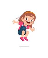 cute little kid jump and feel happy vector