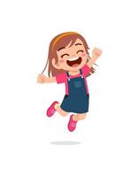 cute little kid jump and feel happy vector