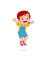 cute little kid jump and feel happy vector