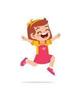 cute little kid jump and feel happy vector