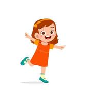 cute little kid jump and feel happy vector