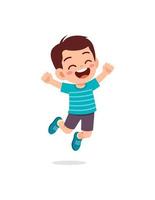 cute little kid jump and feel happy vector