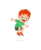 cute little kid jump and feel happy vector