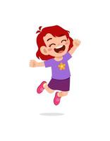 cute little kid jump and feel happy vector