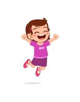 cute little kid jump and feel happy vector