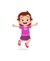 cute little kid jump and feel happy vector