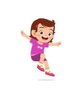 cute little kid jump and feel happy vector