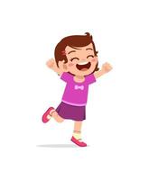 cute little kid jump and feel happy vector