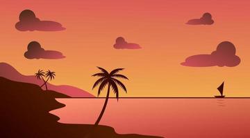 vector de paisaje de playa, al atardecer