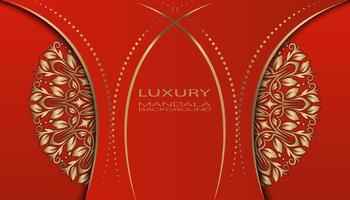 red luxury background  with golden mandala vector