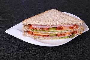 Club sandwich with ham and cheese photo