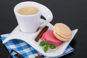 Coffee with macaroons photo