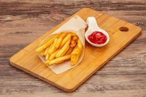 French Fry with tomato sauce photo