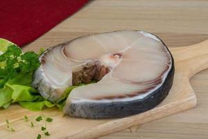 Raw blue shark steak photo