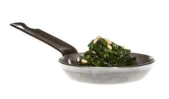 Boiled spinach on roasted pan photo