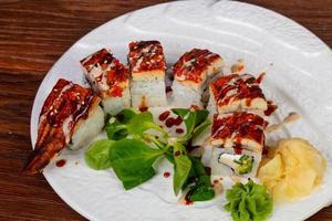 Japanese roll Dragon with eel photo