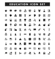 100 education black solid icons set collection vector