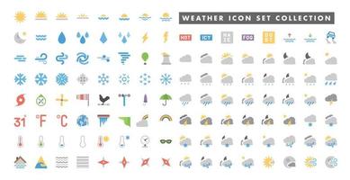 Collection of colorful weather vector icons. Simple and can be re-edited as needed.