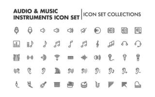 Music web icon set - outline icon set, vector, thin line icons collection vector
