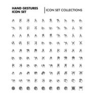 100 black thin hand gestures icons vector collection
