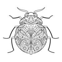Hand drawn mandala Bee decorative ornament. For coloring page, print design, etc.