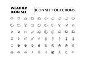 60 weather black thin icons set vector collection