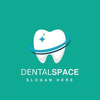 plantilla de diseño de vector de logotipo dental de planeta chispa