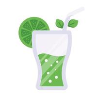 A fresh juice glass flat icon vector