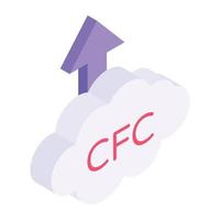 An isometric icon of cfc, Chlorofluorocarbon vector