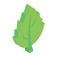 un icono de hoja en vector isométrico