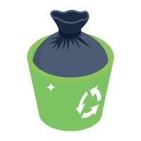 diseño de vector isométrico de papelera de reciclaje