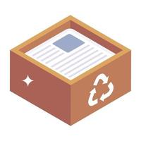 un diseño de icono isométrico de reciclaje de papel vector