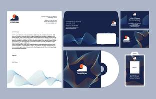 Modern Wave Business Stationary Set vector