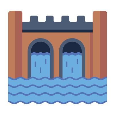 Modern flat icon of a dam