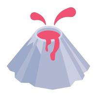 A volcano eruption isometric icon vector