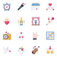 Valentines Day Celebrations Flat Icons vector