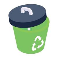 Recycle bin isometric vector design