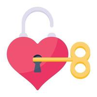 icono de candado de amor diseñado en estilo plano vector