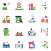 Modern Flat Icons of Renewable Energy and Smart Technology vector