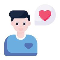 Person with heart and bubble, flat icon of love chat vector