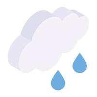 un icono de lluvia en diseño isométrico vector