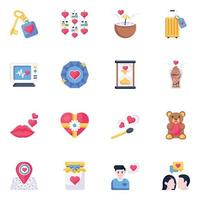 conjunto de iconos planos de celebraciones del día del amor vector