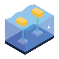 An isometric icon of underwater wiring vector