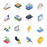 Modern Isometric Icons of Renewable Energy and Smart Technology