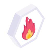 una descarga de icono isométrica de advertencia de incendio vector