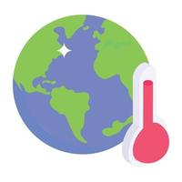 termómetro con globo terráqueo dando significado al calentamiento global vector