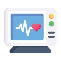 icono plano del monitor de latidos del corazón con escalabilidad vector