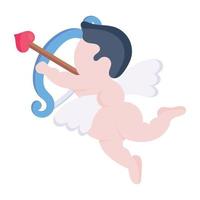 A cute flat icon of love angel vector