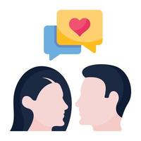 Trendy flat icon design of romantic chat vector