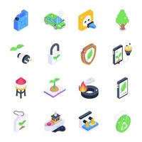 Set of Nature Isometric Icons vector